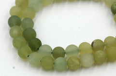 Matte New Jade 8mm round beads &quot;Green Vintage Look&quot; -15 inch strand