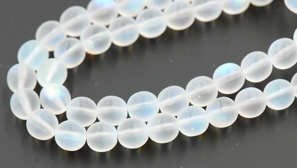 8mm Matte Crystal AB Czech Pressed Glass Czech