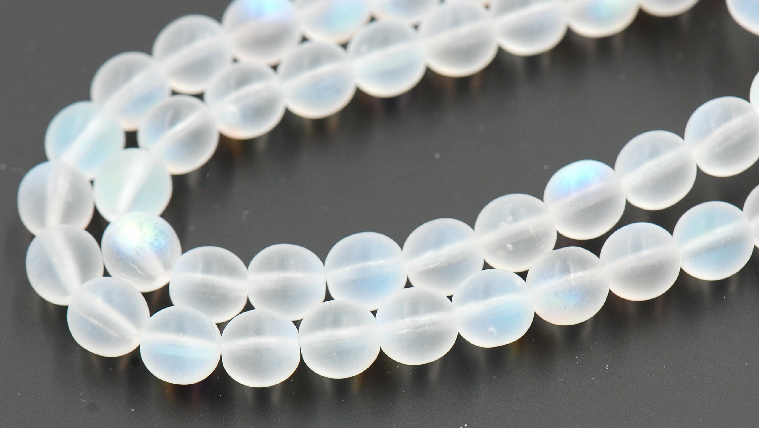 8mm Matte Crystal AB Czech Pressed Glass Czech