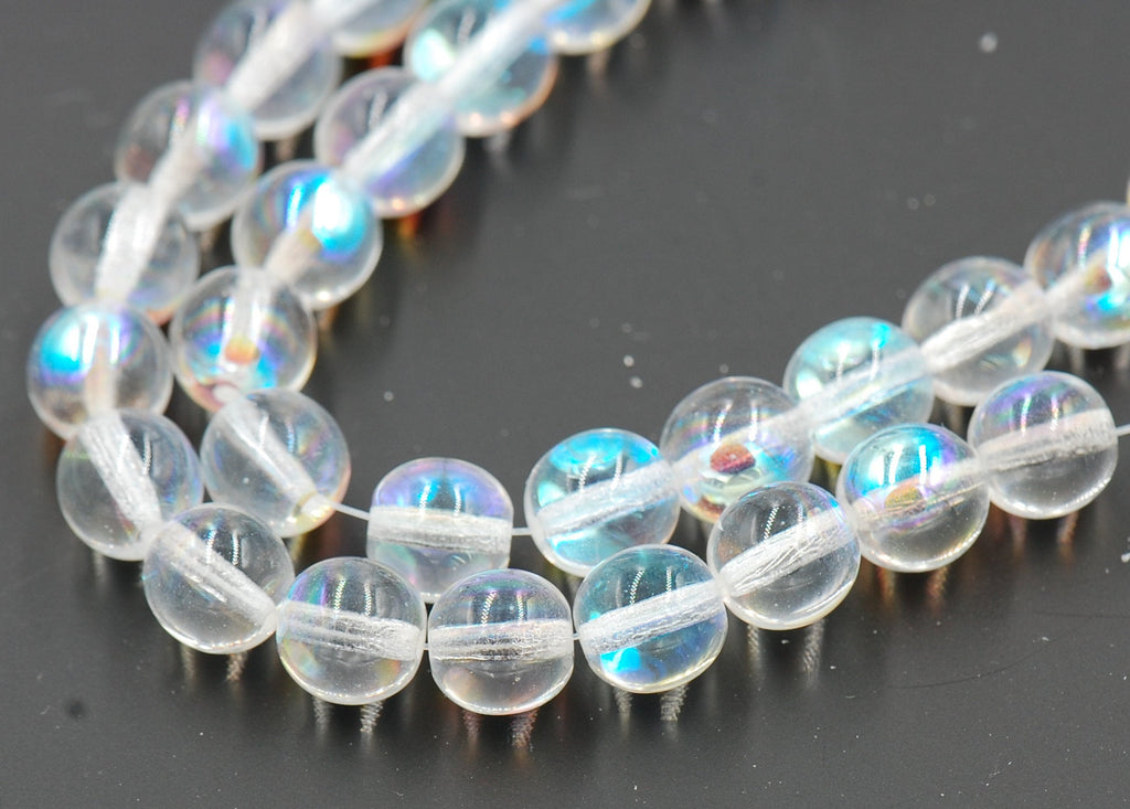 8mm Crystal AB Czech Pressed Glass Czech