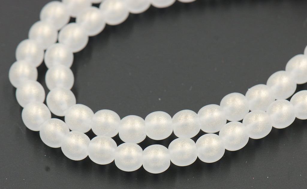 Sueded Gold Crystal 6mm round druk beads  - 50 Czech Beads