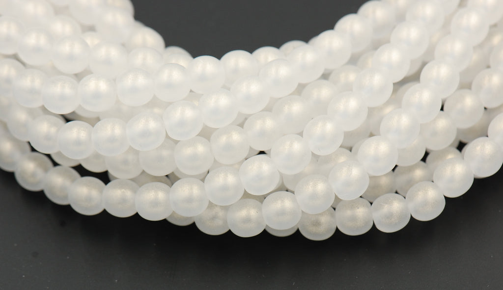 Sueded Gold Crystal 6mm round druk beads  - 50 Czech Beads