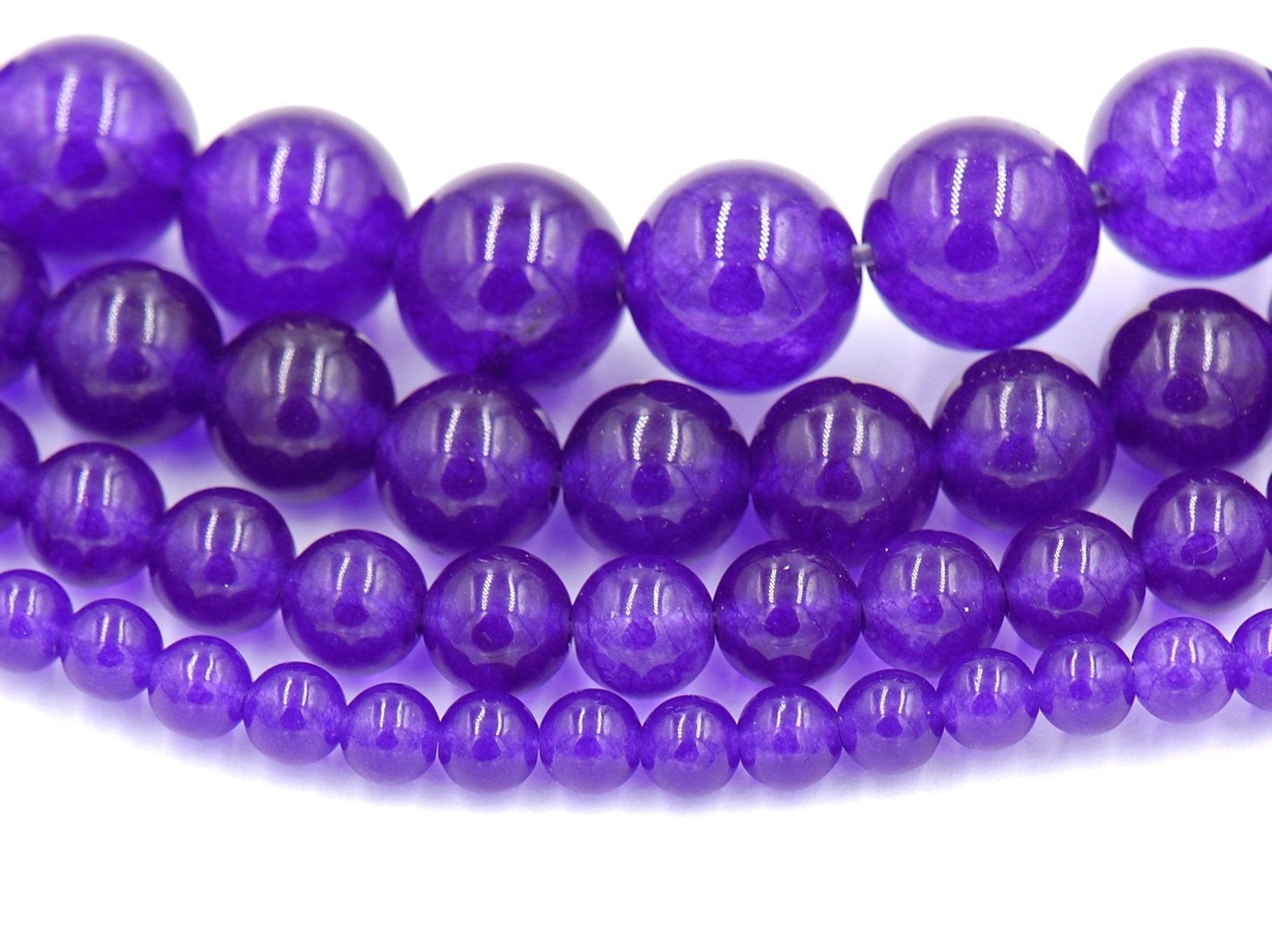 Amethyst Jade, 4mm, 6mm, 8mm, 10mm, 12mm Purple Jade Round Beads -15 inch strand