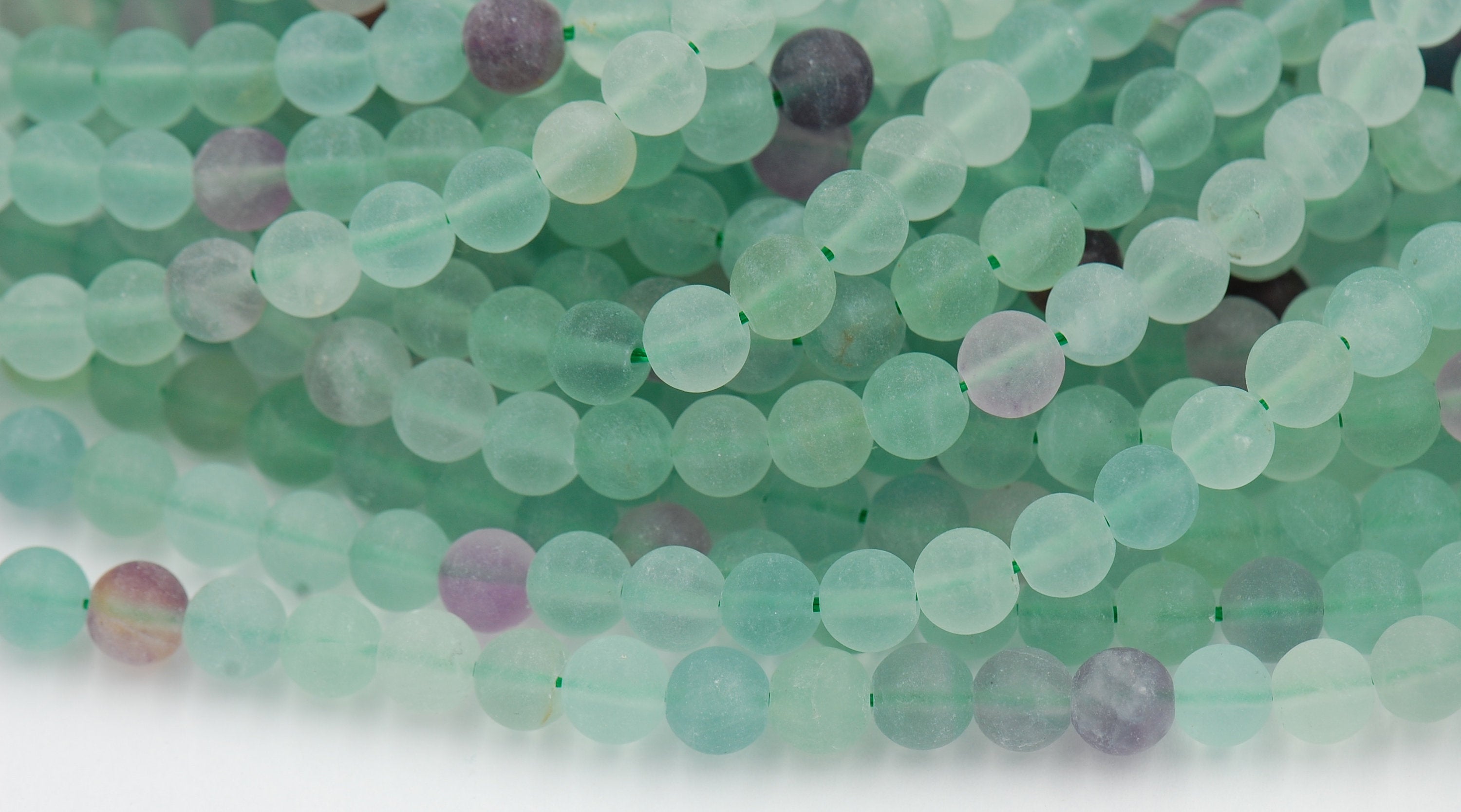 Matte Fluorite -6mm Rainbow Fluorite Frosted Round Beads-  15 inch strand