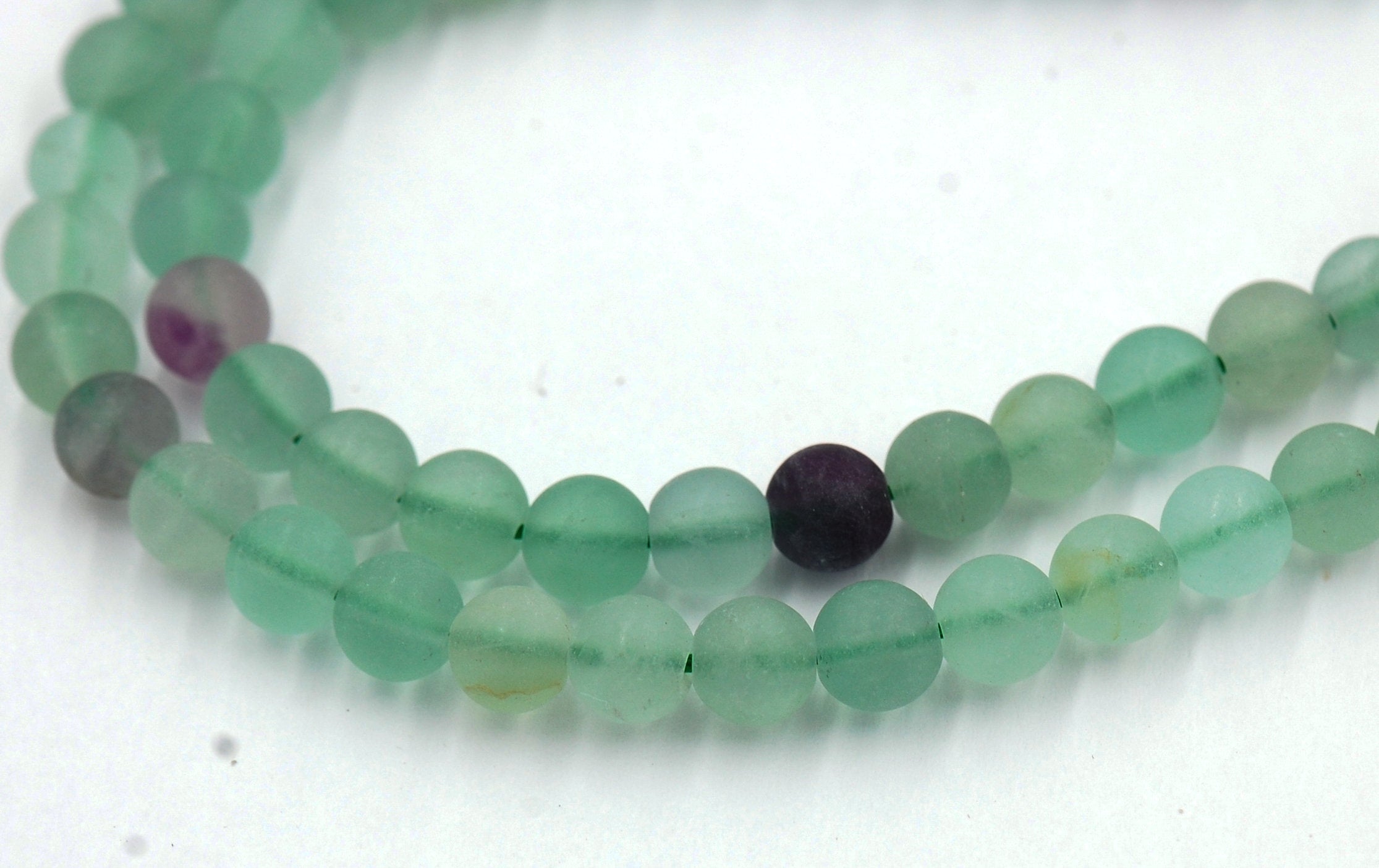 Matte Fluorite -6mm Rainbow Fluorite Frosted Round Beads-  15 inch strand