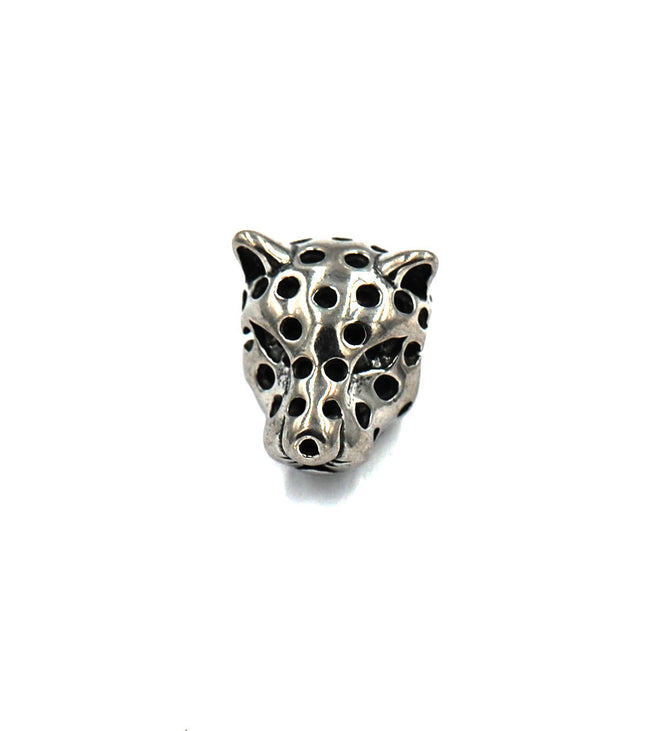 304 Stainless Steel Beads, Leopard Head, Antique Silver Size: about 10mm wide, 13mm long -1pc Hover Image