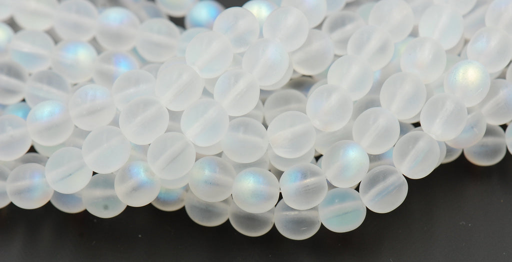 8mm Matte Crystal AB Czech Pressed Glass Czech