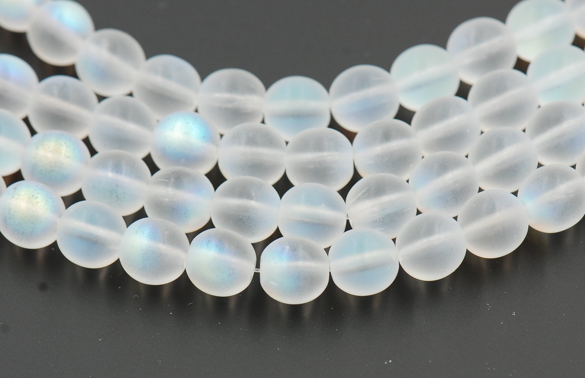 8mm Matte Crystal AB Czech Pressed Glass Czech