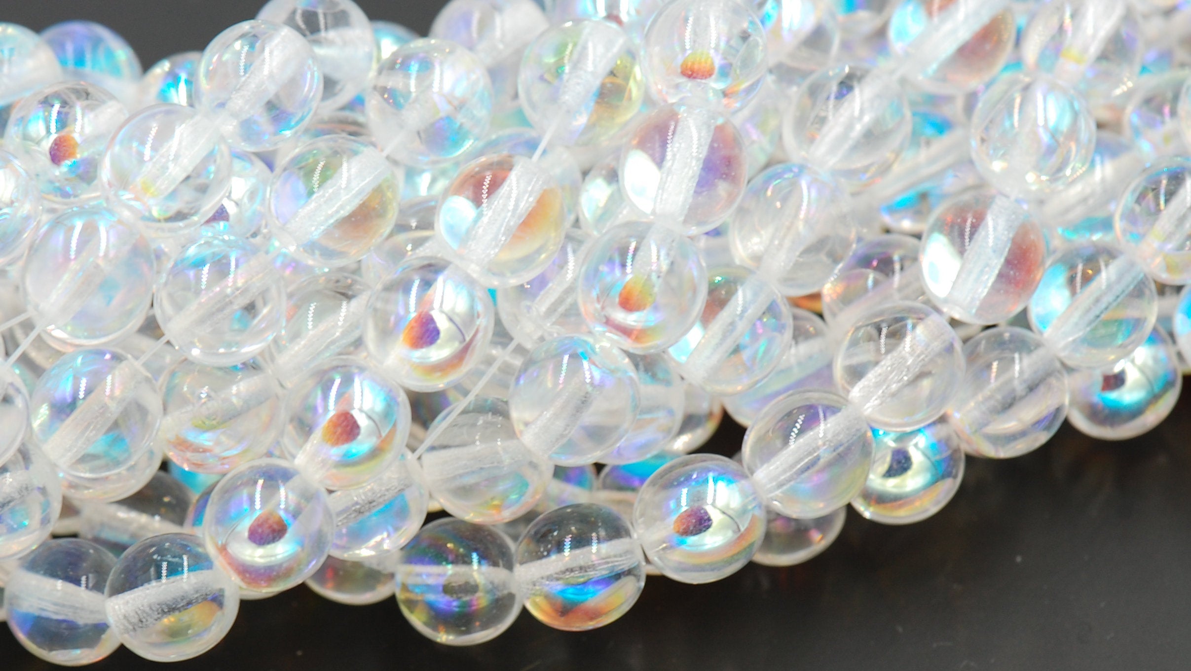 8mm Crystal AB Czech Pressed Glass Czech