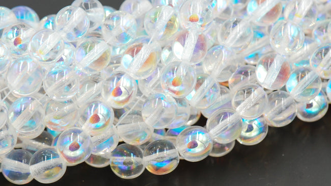 8mm Crystal AB Czech Pressed Glass Czech Hover Image