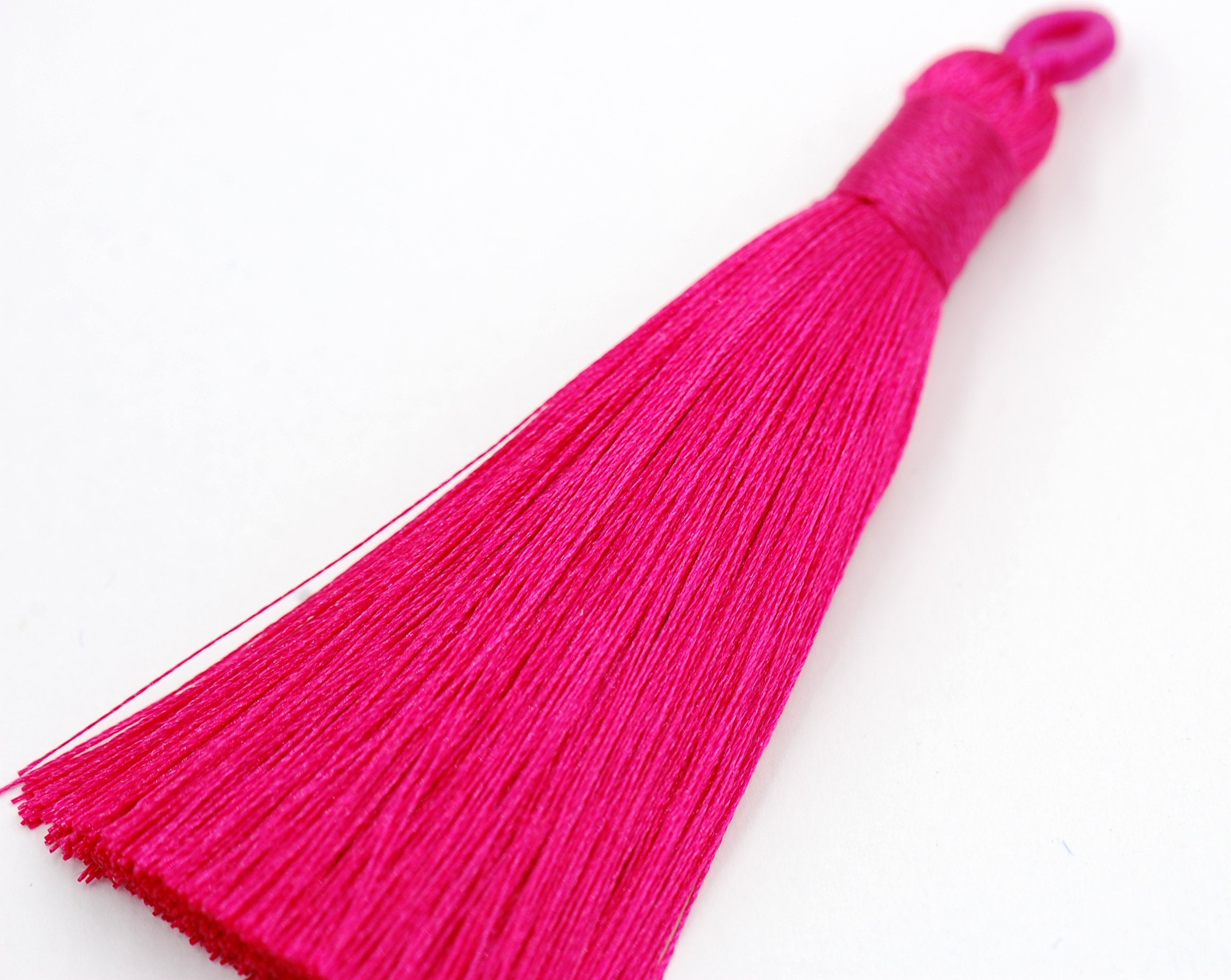 Pink Rose Tassel - 3&quot; Long Nylon Jewelry Loop Tassel - 2pc
