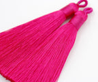 Pink Rose Tassel - 3&quot; Long Nylon Jewelry Loop Tassel - 2pc