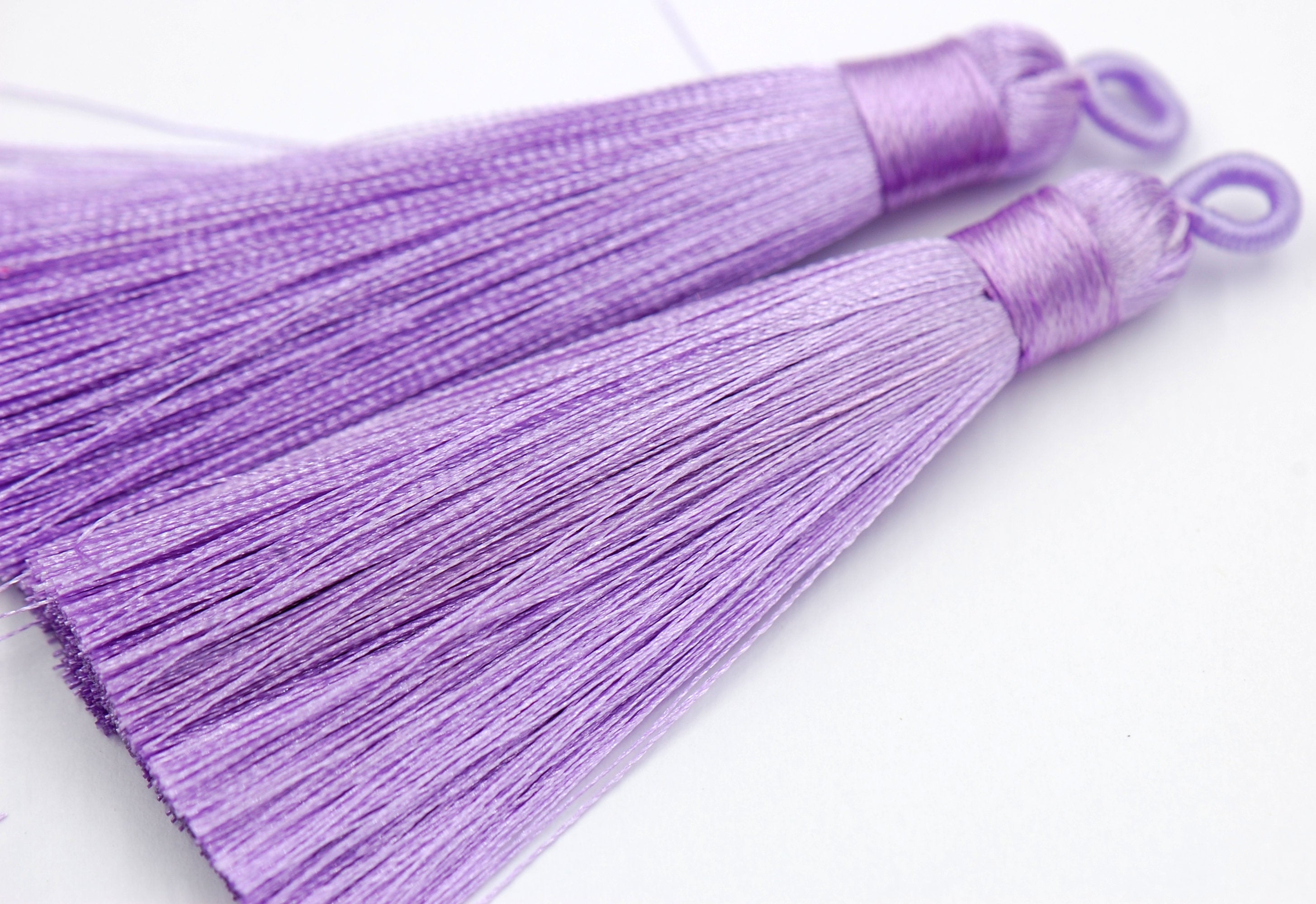 Crocus Purple Tassel - 3&quot; Long Nylon Jewelry Loop Tassel - 2pc