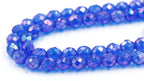 8mm Luster Iris Sapphire Czech Glass Faceted Bead  -25 czech beads