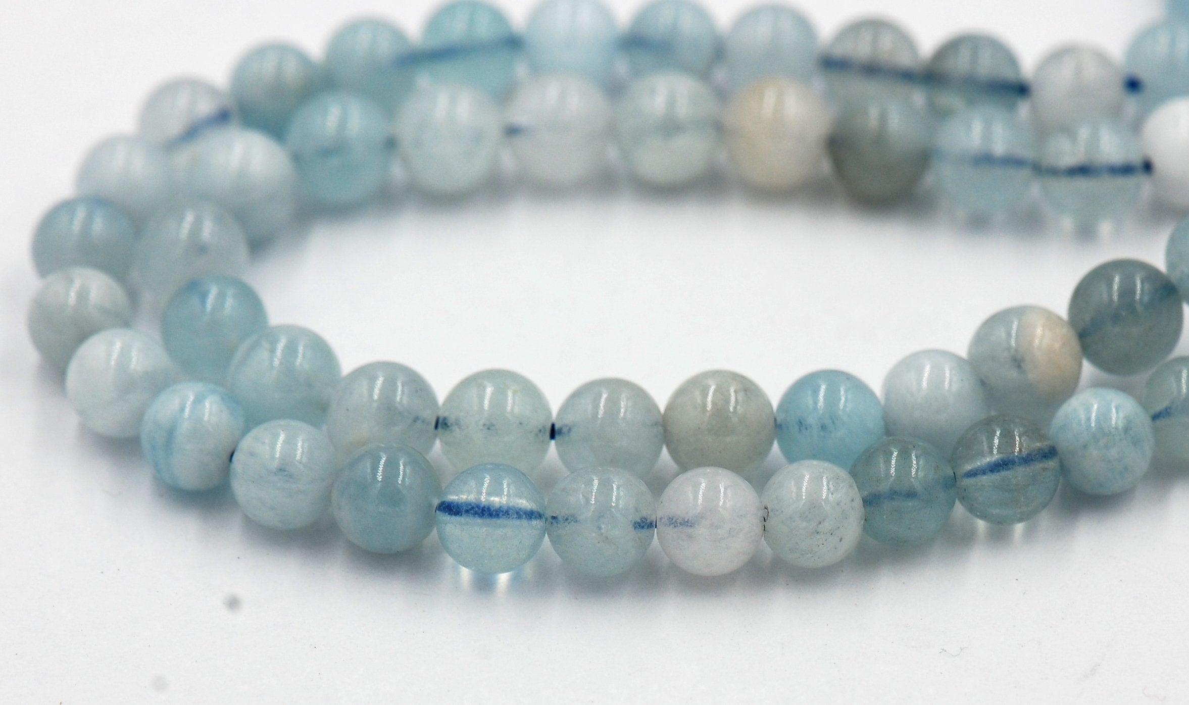 6mm Multicolor Aquamarine Beads Strands, grade AB+, Beryl Aquamarine -15.5 strand