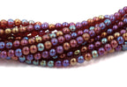 Czech Glass Garnet Iris Luster 4mm round beads   - 100 Czech Beads