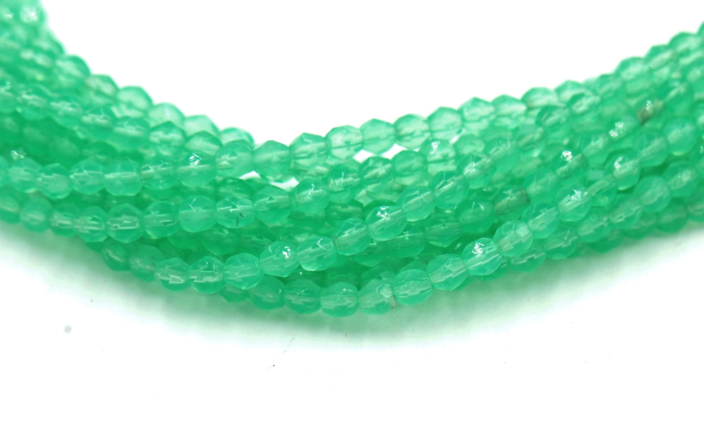 Milky Lt Green Crystal Czech Glass Bead 4mm Round - 50 Pc