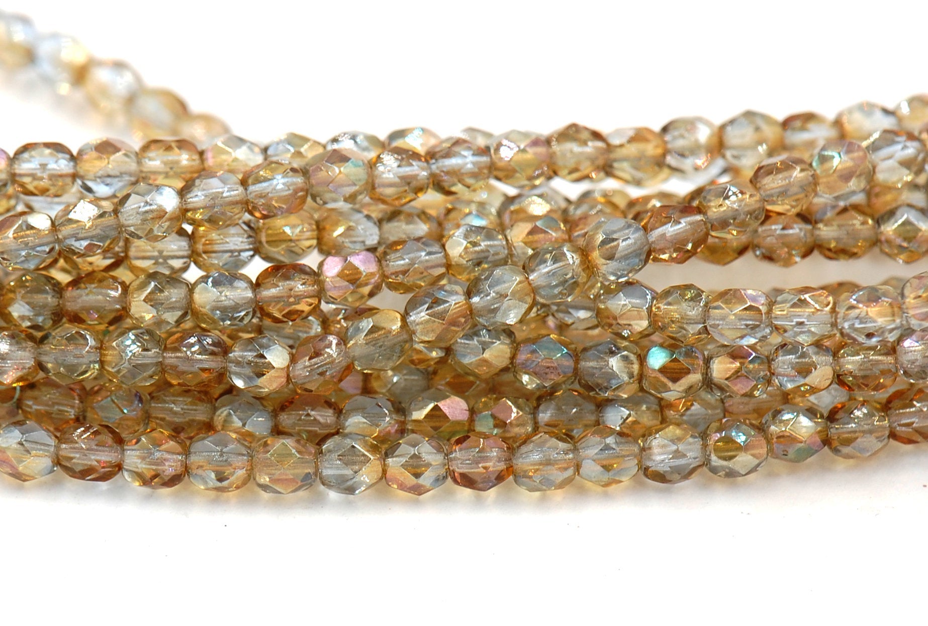 4mm Lt Sapphire Celsian Crystal Czech Glass Faceted Bead  -50 czech beads