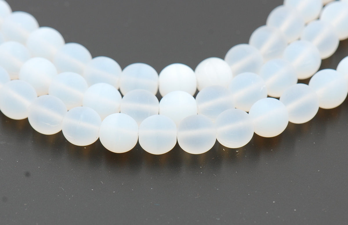 8mm Czech Glass Round Frosted White  -25
