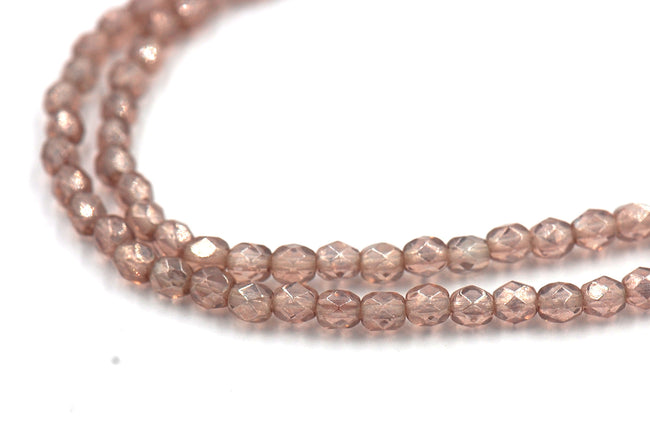 Lt Amethyst Luster Czech Glass Bead 4mm Faceted Round - 50 Pc Main Image