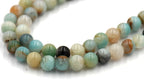 Large Hole Multicolor Amazonite Blue Green 6mm, 8mm, 10mm, 12mm Round Beads -Full Strand
