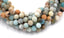 Large Hole Matte Multicolor Amazonite Blue Green 6mm, 8mm, 10mm, 12mm Round Beads -Full Strand