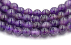 Large Hole Amethyst, 6mm, 8mm, 10mm, 12mm Purple Jade Round Beads -Full Strand