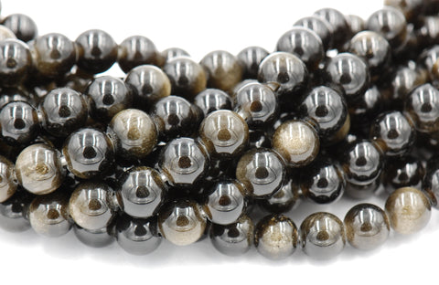 Large Hole Golden Obsidian (natural) 6mm,8mm,10mm round-full strand
