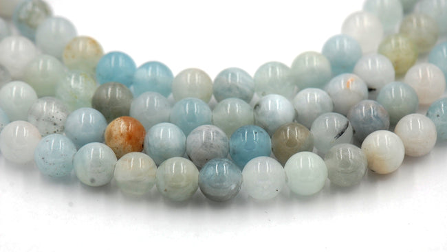 Large Hole Multicolor Aquamarine Blue Green 6mm, 8mm, 10mm, 12mm Round Beads -Full Strand Main Image