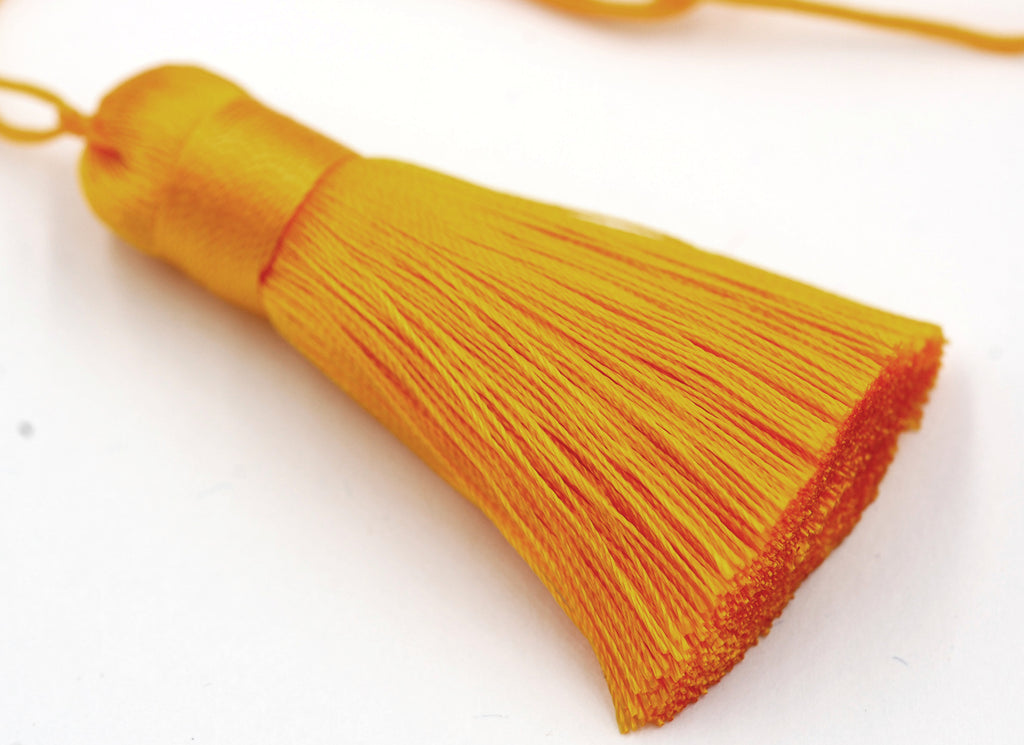 Gold Silk Polyester Tassels - 2&quot; Long Nylon Jewelry Tassel - 2pc