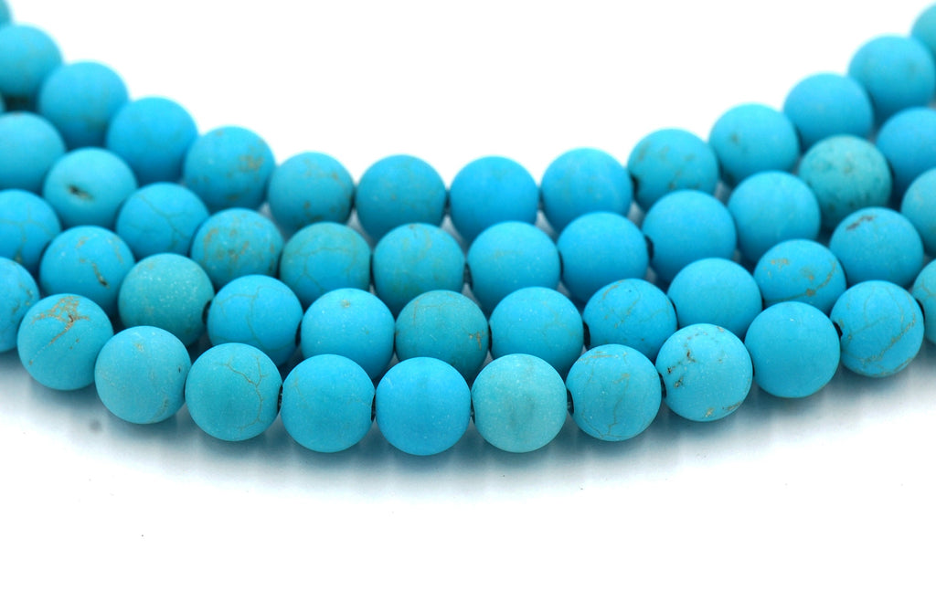 Large Hole Matte Turquoise Magnesite 4mm, 6mm, 8mm, 10mm, 12mm Round Beads -15 inch strand