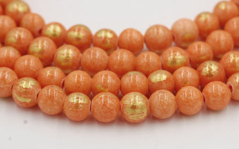 Antique Tangerine Gold Dust Jade 6mm, 8mm, 10mm, 12mm Round Beads -15.5 inch strand