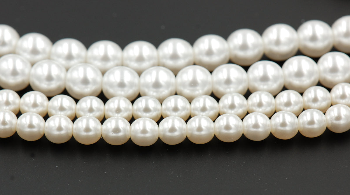 Czech Glass Pearl Coated Snow White Beads 4mm, 6mm, 8mm