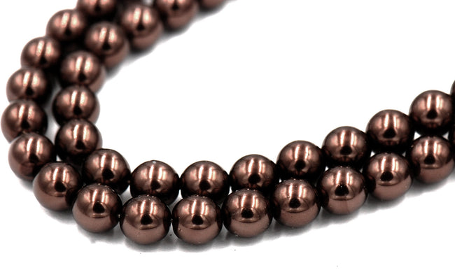 Czech Glass Pearl Coated Chocolate Brown Beads 4mm, 6mm, 8mm Hover Image