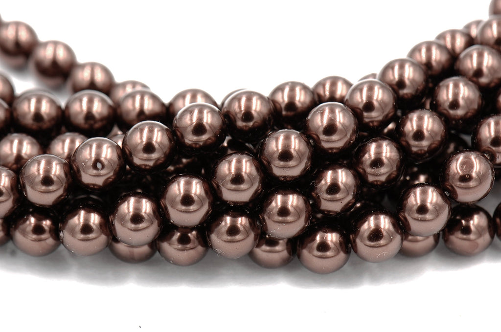 Czech Glass Pearl Coated Chocolate Brown Beads 4mm, 6mm, 8mm