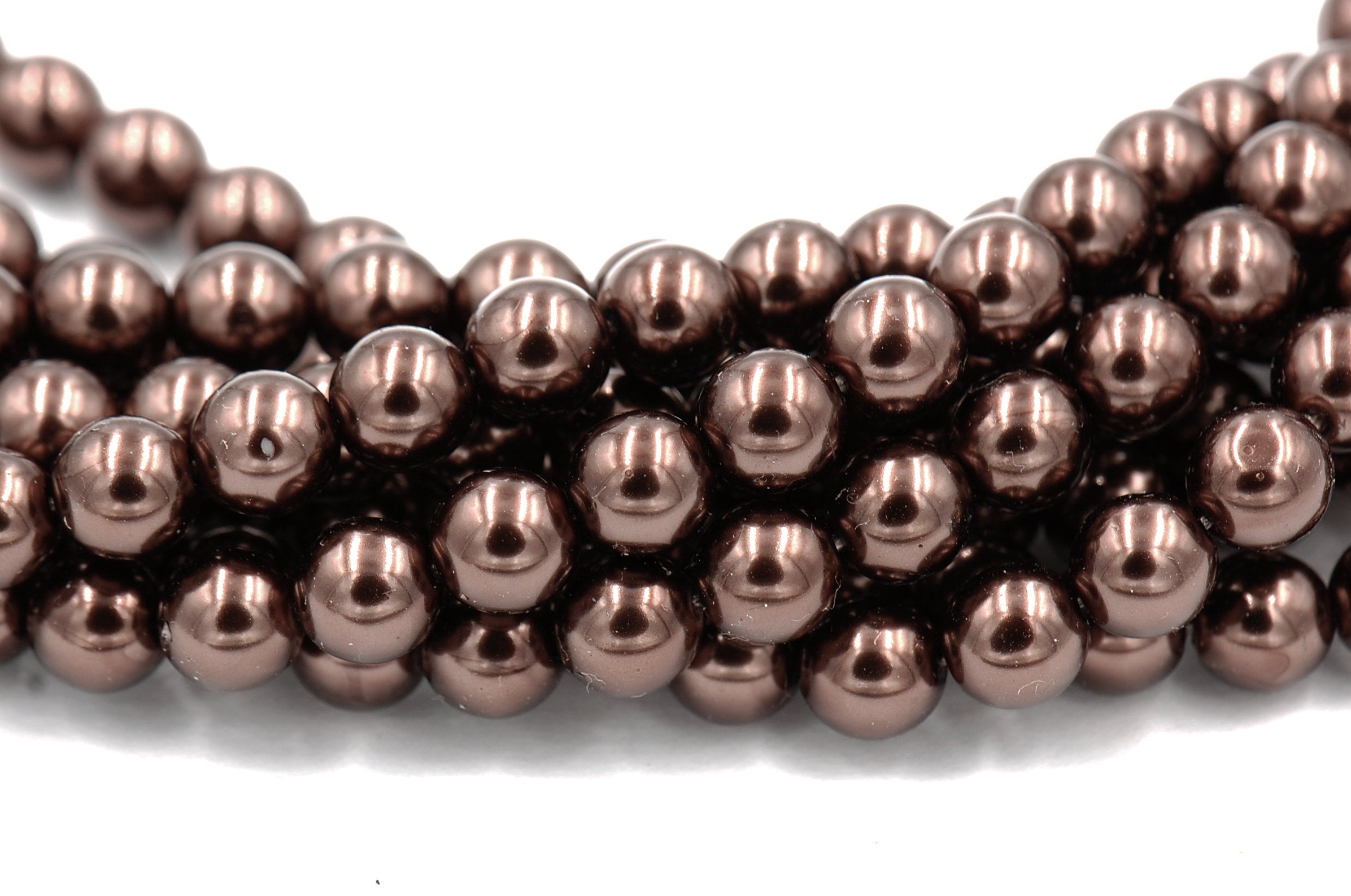 Czech Glass Pearl Coated Chocolate Brown Beads 4mm, 6mm, 8mm