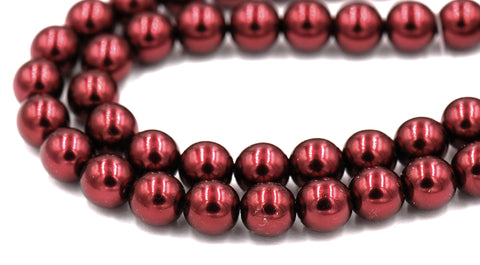 Czech Glass Pearl Coated Merlot Red Beads 4mm, 6mm, 8mm