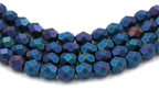 6mm Matte Purple Iris Blue Czech Beads Faceted  -25
