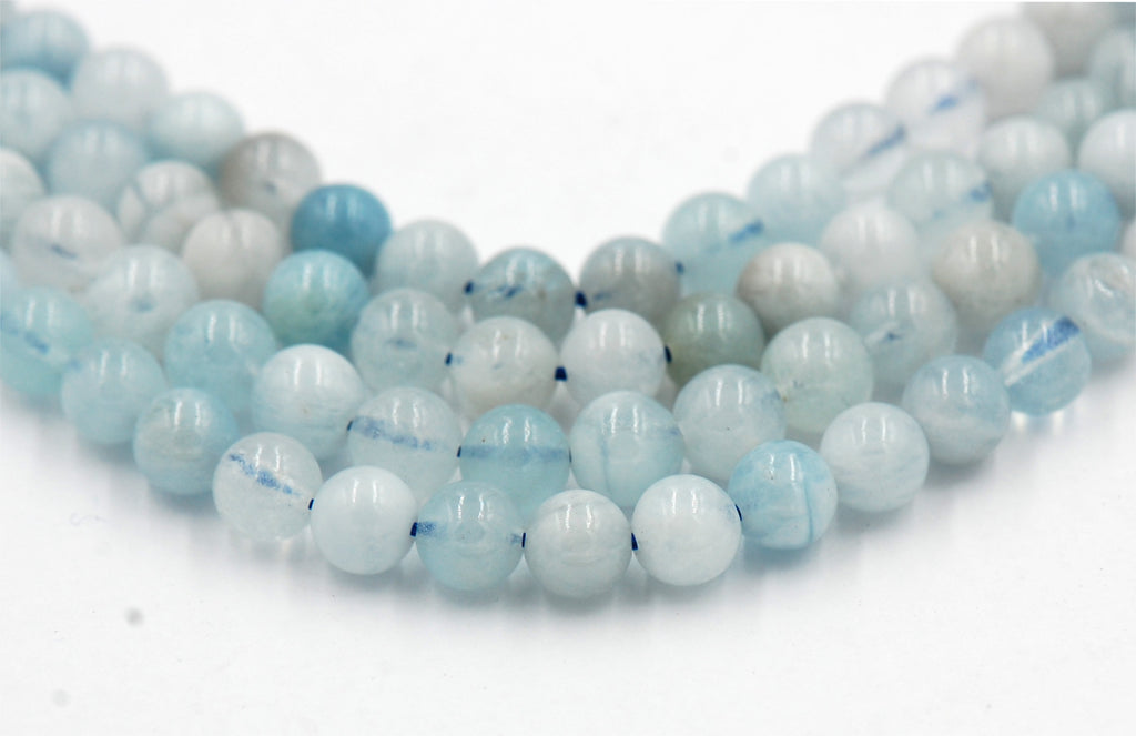6mm Multicolor Aquamarine Beads Strands, grade AB+, Beryl Aquamarine -15.5 strand