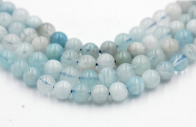 6mm Multicolor Aquamarine Beads Strands, grade AB+, Beryl Aquamarine -15.5 strand Hover Image