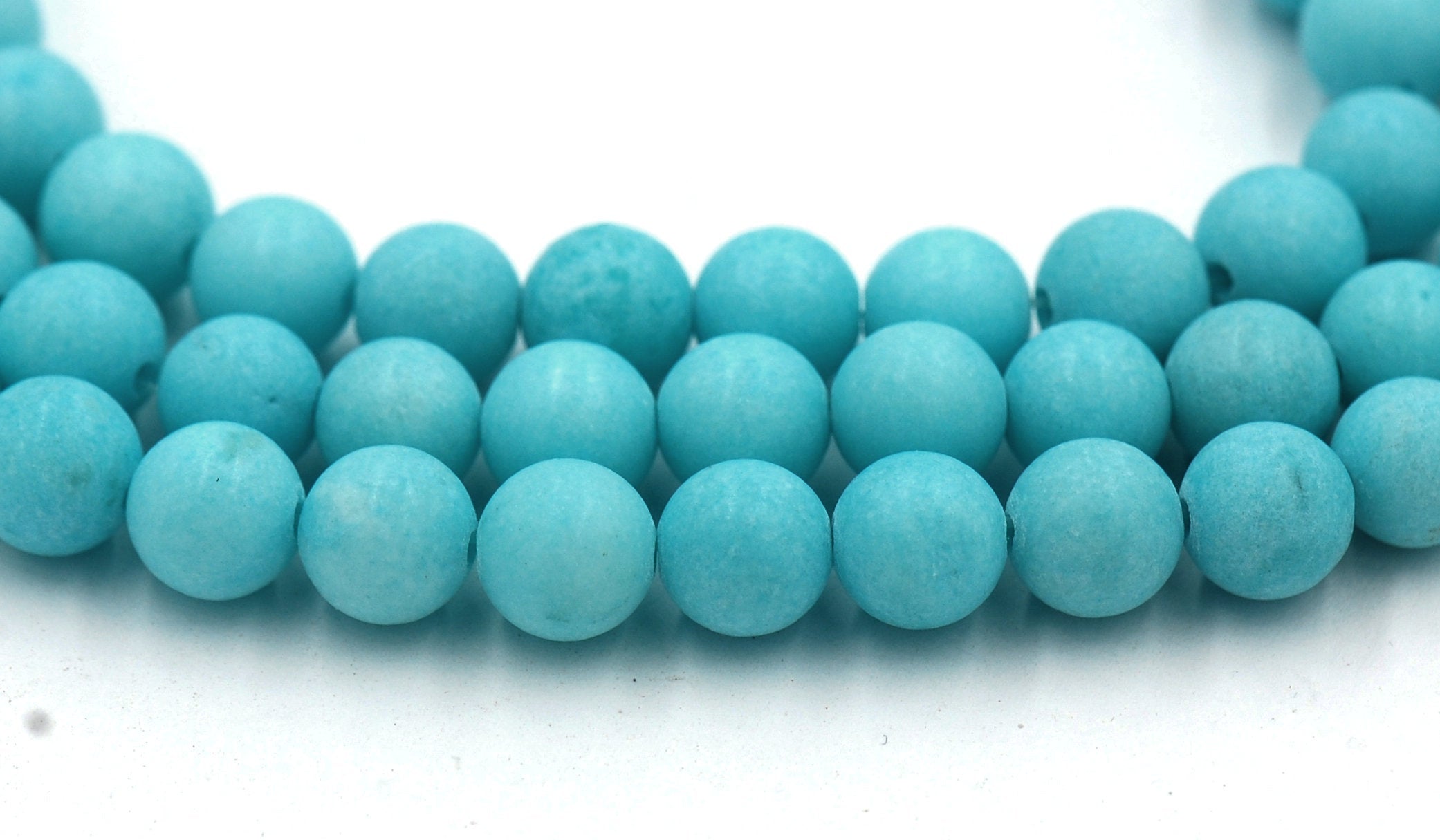 8mm Jade Round Beads in Matte Sky Blue-Green -15 inch strand