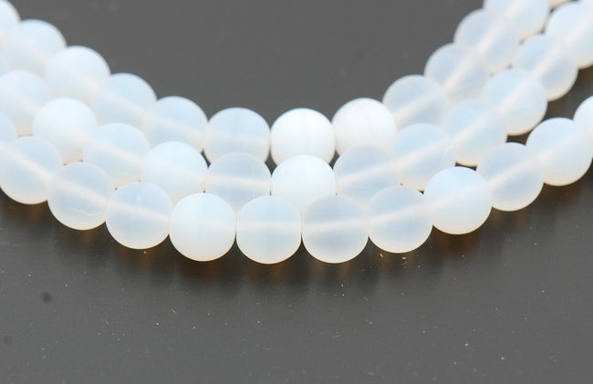 8mm Czech Glass Round Frosted White  -25 Main Image