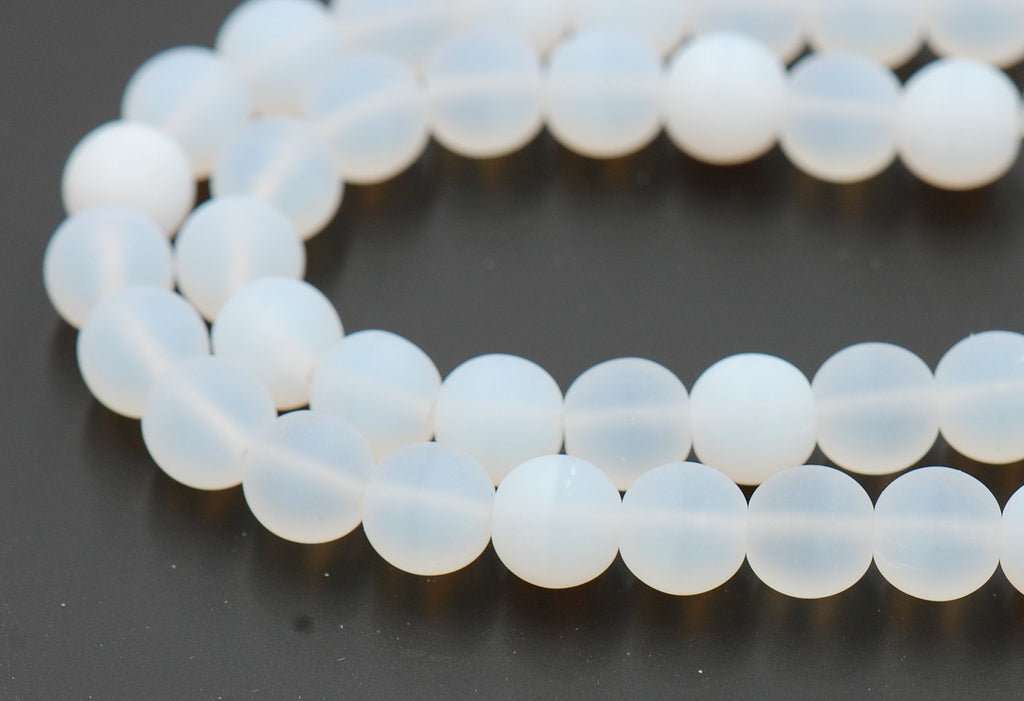 8mm Czech Glass Round Frosted White  -25