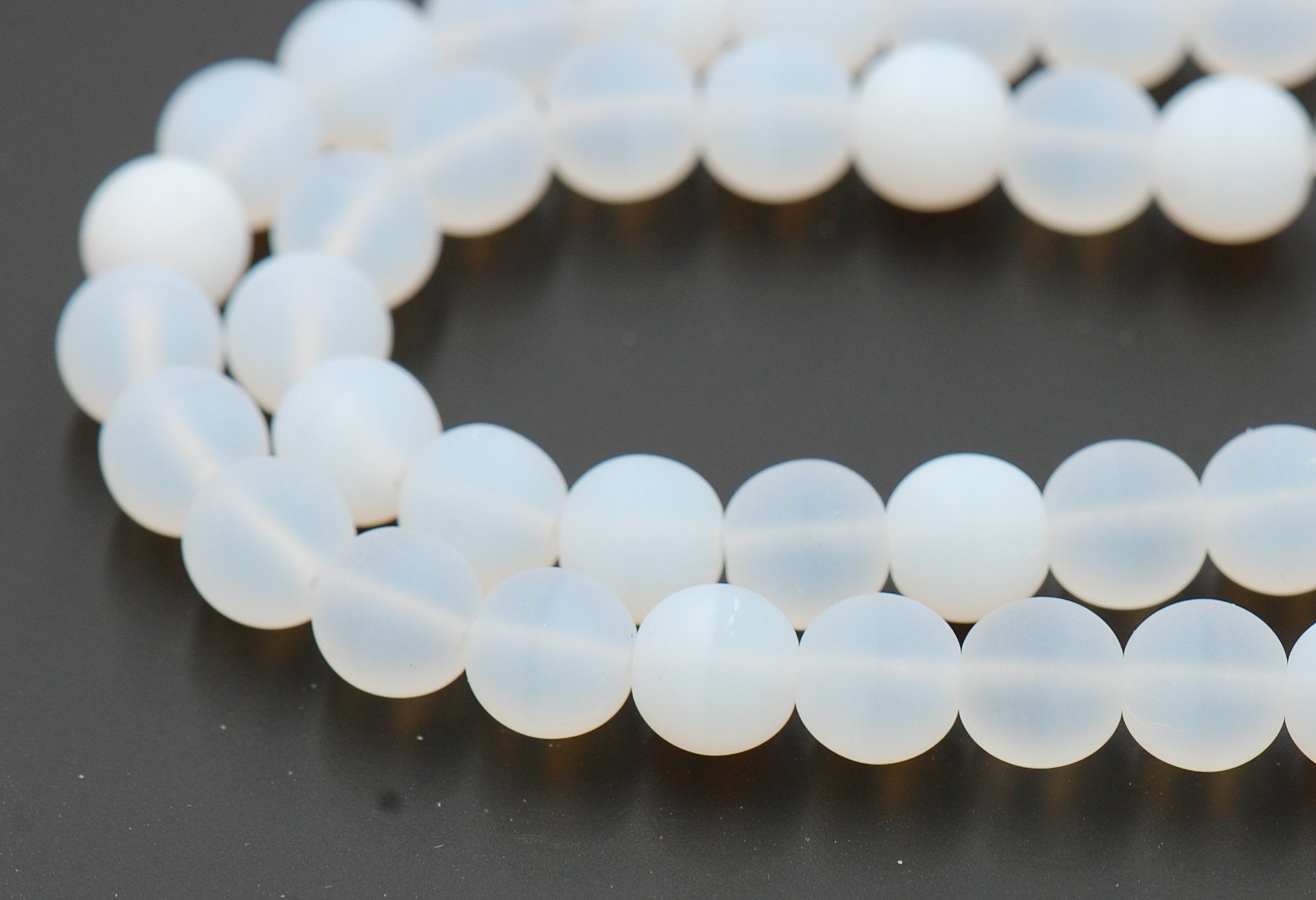 8mm Czech Glass Round Frosted White  -25