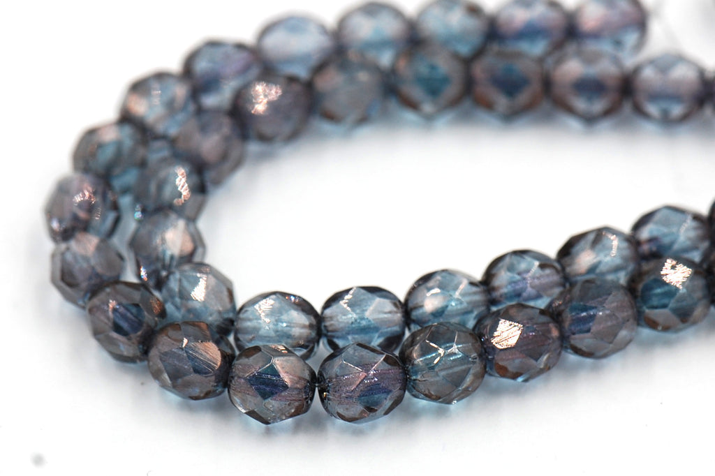 Luster Czech Glass Bead 6mm Faceted Round - 25 Pc