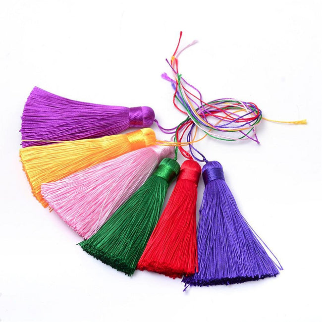 Assorted Tassels - 3&quot; Long Nylon Jewelry String Tassel - 20pc Hover Image