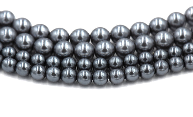 Czech Glass Pearl Coated Storm Gray Beads 4mm, 6mm, 8mm Main Image