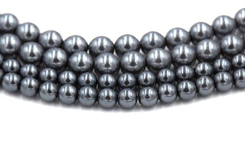 Czech Glass Pearl Coated Storm Gray Beads 4mm, 6mm, 8mm