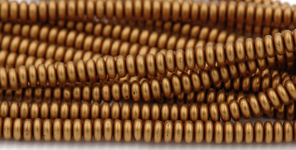 6mm Czech Glass Matte Metallic Antique Gold Rondelle Bead  -50