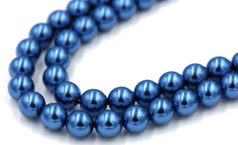 Czech Glass Pearl Coated Blue Beads 4mm, 6mm, 8mm
